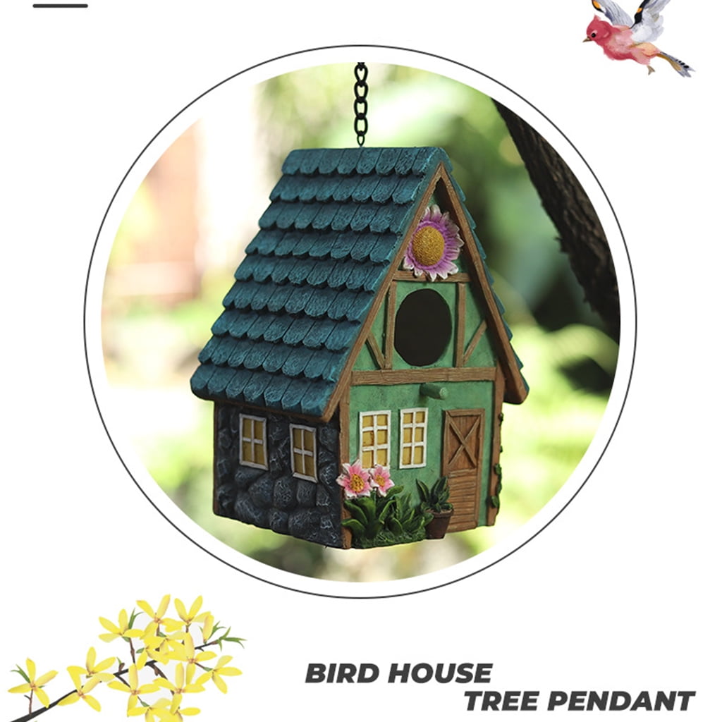 Details about   Shabby Chic Hanging Hand Painted Wood Bird Nest House Outdoor Tree House 