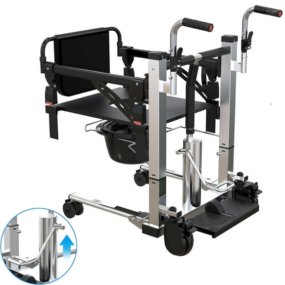 Missky Patient Lift Transfer Chair, Mobility Lift with 180°Split Seat & Bayonet Lock for Caregivers, Elderly Living