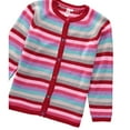 thumbnail image 4 of Cyndeelee Girls Long Sleeve Stripe Knit Button Up Crewneck Cardigan Sweater (Red Stripe, 4T), 4 of 5