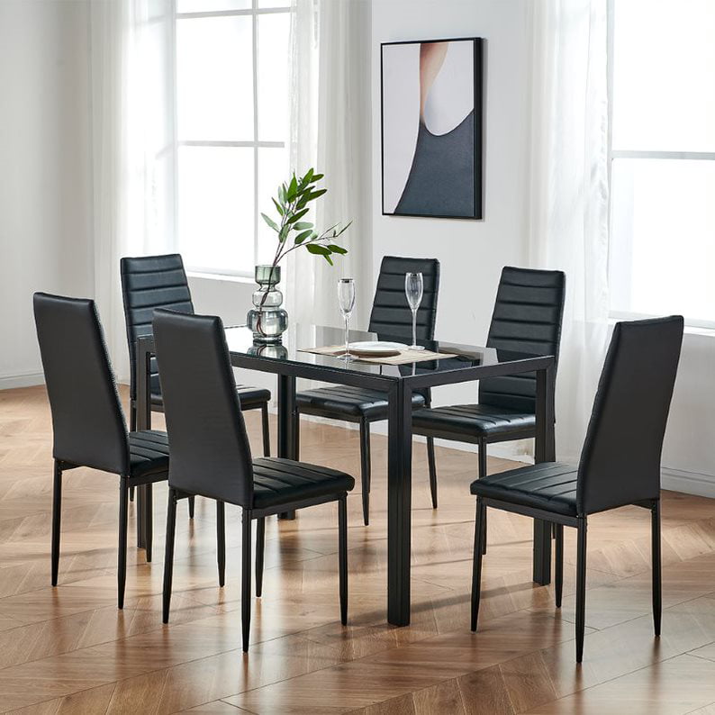 Roundhill Furniture Habitanian Solid, Roundhill Habitania Solid Wood Dining Table With 6 Tufted Chairs Tan