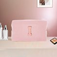 thumbnail image 5 of Unique Bargains 1 Pc Corduroy Rectangular Letter I Makeup Bag Pink, 5 of 5
