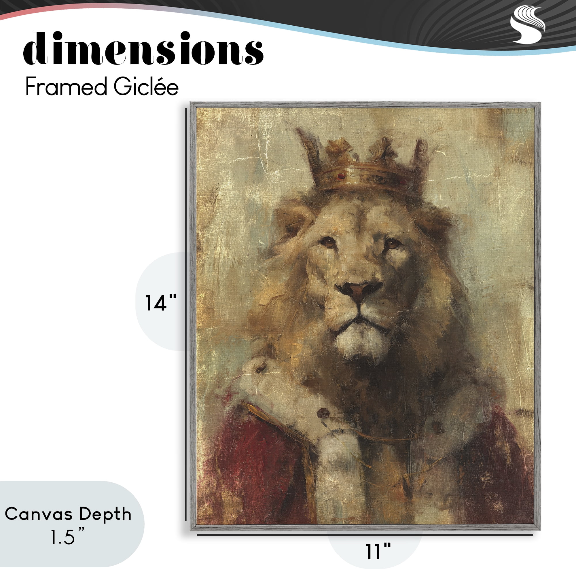 Stupell Industries Regal Lion Sovereign Gray Framed Giclee Art, design by Svetlana Aleynikova