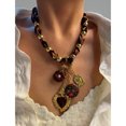 thumbnail image 4 of Trendy Leopard Pattern Heart Floral Acrylic Charm Necklace Lightweight Stainless Steel JewelryGift For Everyday Wear, 4 of 9