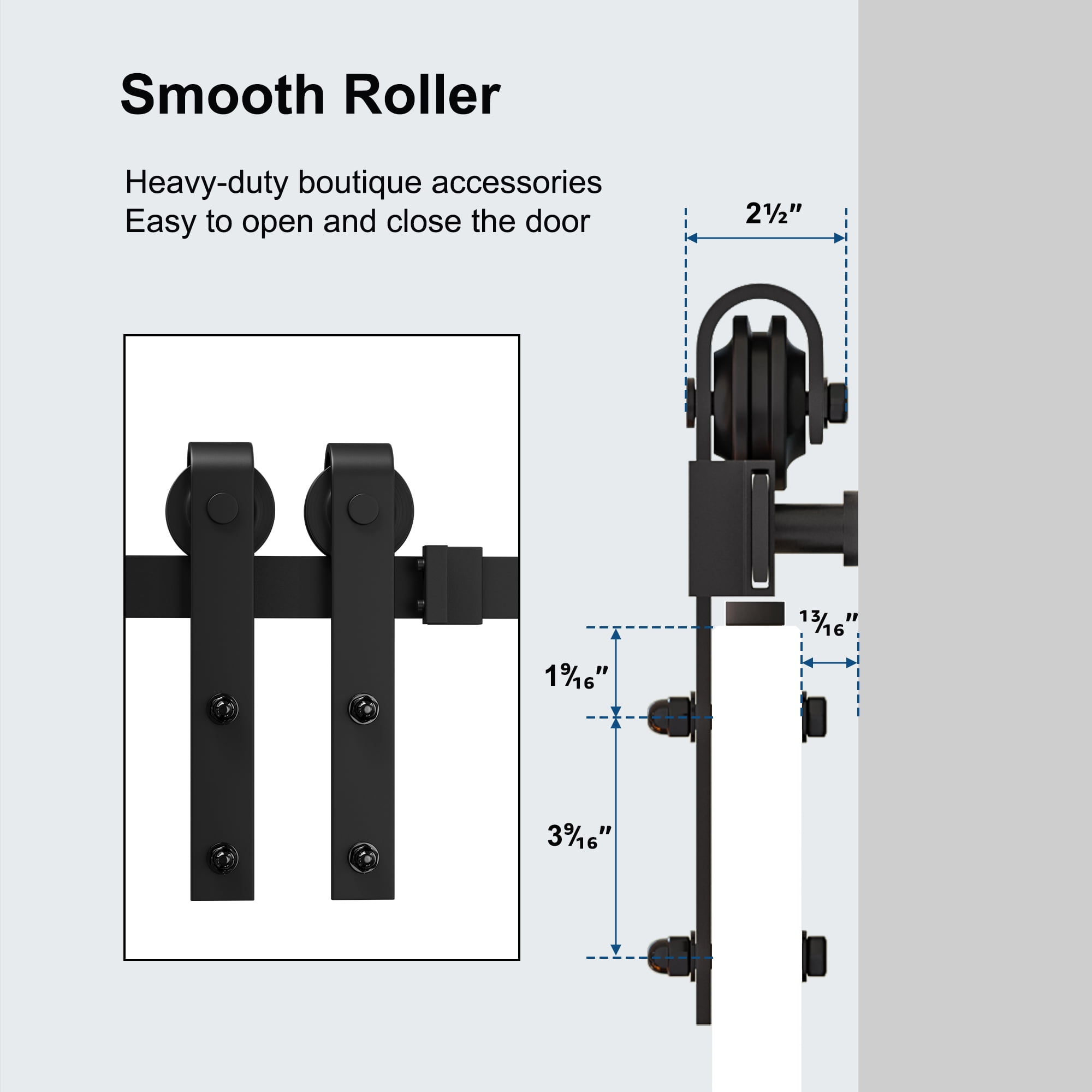36in. W x 84in. H White Sliding MDF Barn Door with Black Sliding Door Hardware Kit & Handle, Pre-Drilled Ready to Assemble, Waterproof PVC Coating, H-Frame