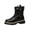 Black, variant on Womens Combat Boots Soft Faux Leather Buckle Strap Ankle Booties, Non Slip Lug Platform Block Heel Fashion Casual Shoes Fall Winter Outdoor Riding Shoe