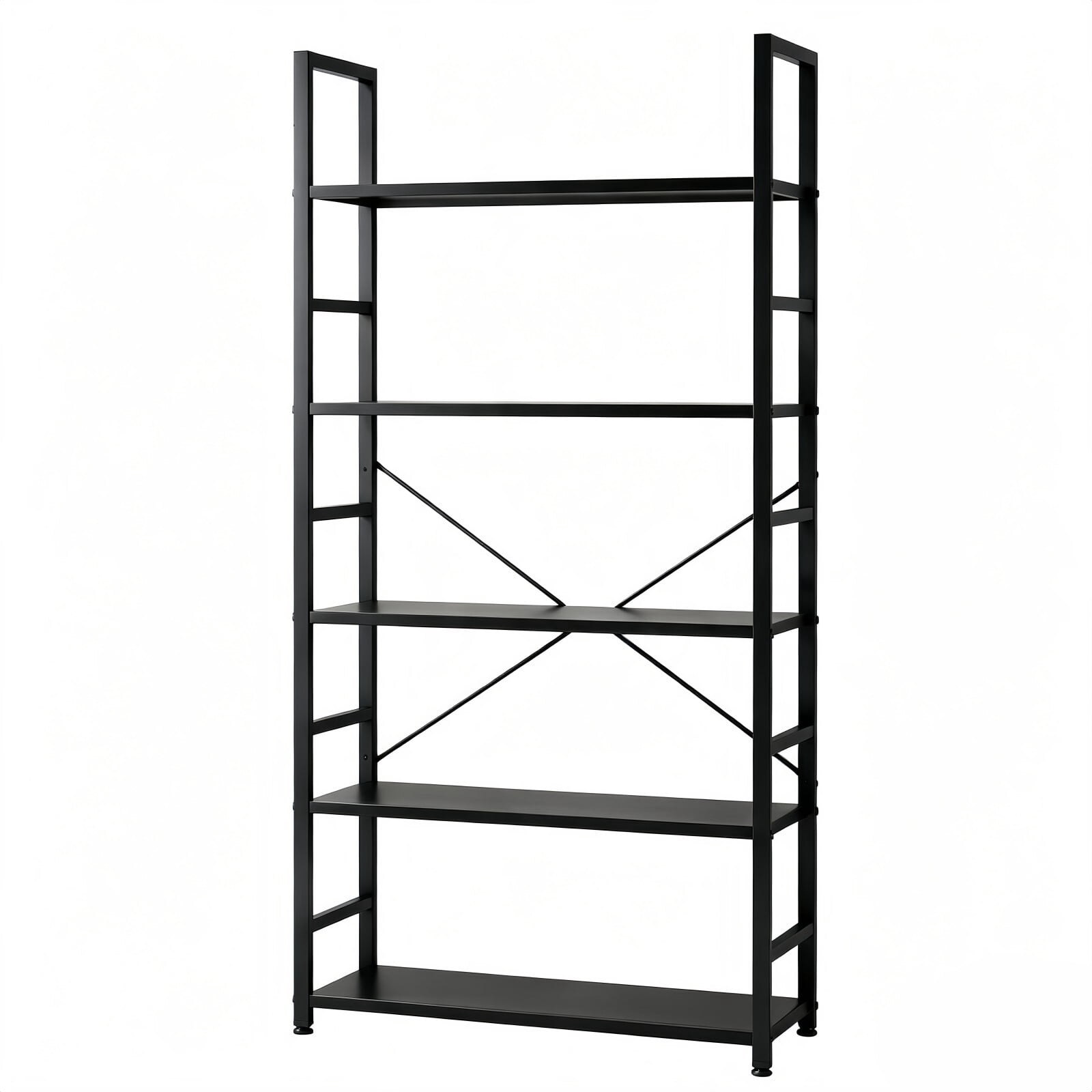 Kelno 62"x 24" Freestanding Bookshelf 5 Tier Bookcase Open Display Storage Shelf with Metal Frame, Black