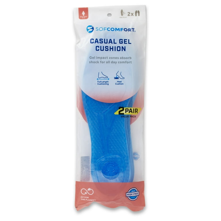 Sof Comfort Sof Comfort Everyday Gel Women s Insole 2 Pack Size 5 11 Trim to Fit One Size Walmart