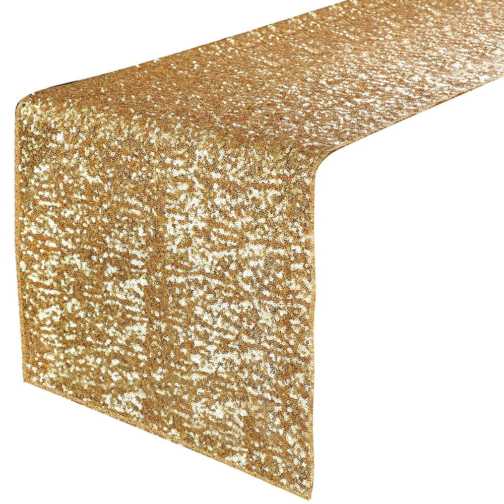 YZEO Gold 13x108Inch Sparkly Sequin table runner for Wedding Walmart