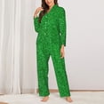 thumbnail image 2 of Haiem Green Sparkling Shiny Pattern Women’s Long-sleeve Sleepwear,Sleepwear Set,2-piece Loungewear Set,Soft PJs Comfy Nightwear with Pockets-XX-Large, 2 of 7