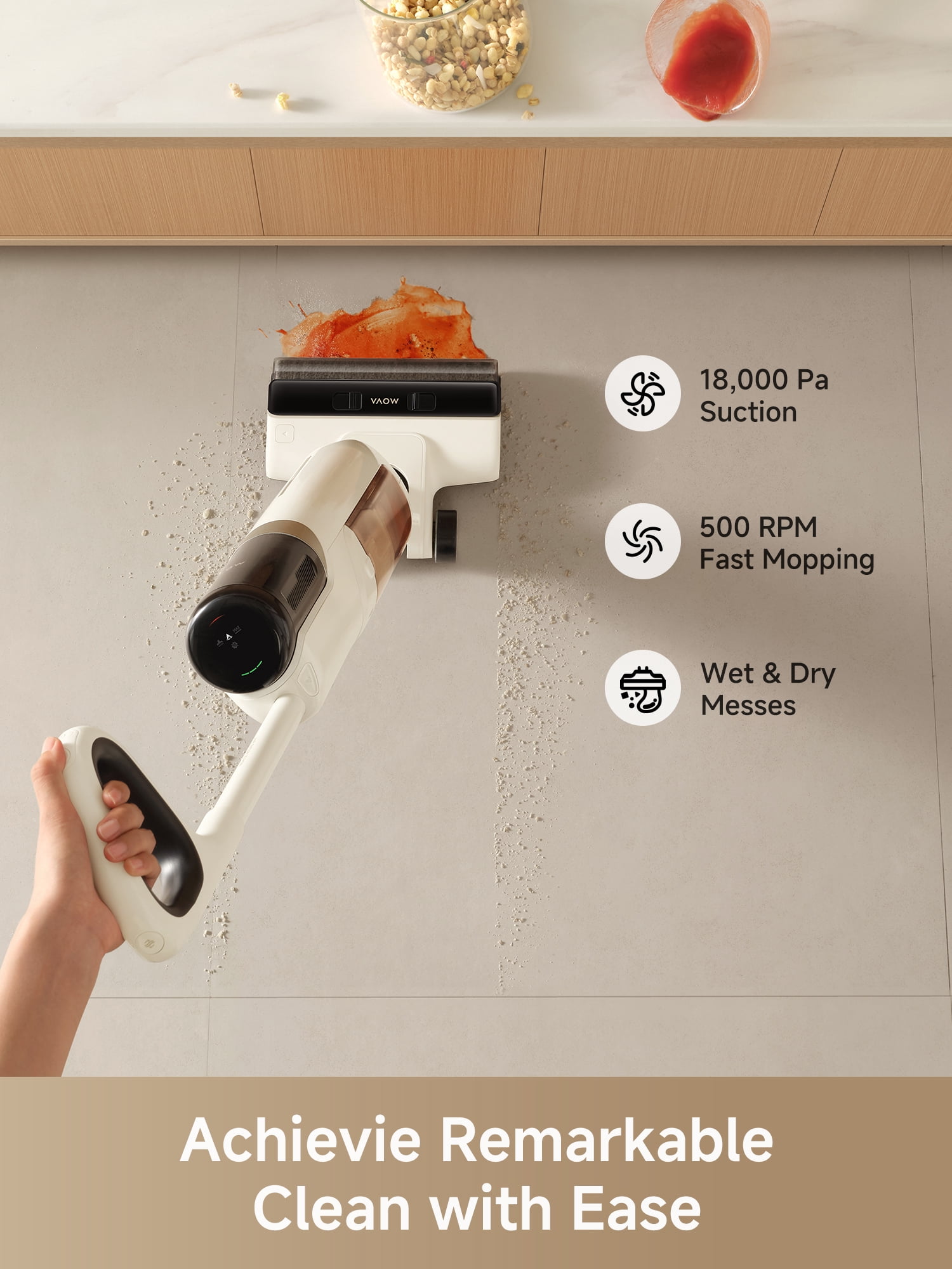 MOVA K30 Wet Dry Vacuum Cleaner with 180° Lie-Flat Reach and 140°F Hot Air Drying