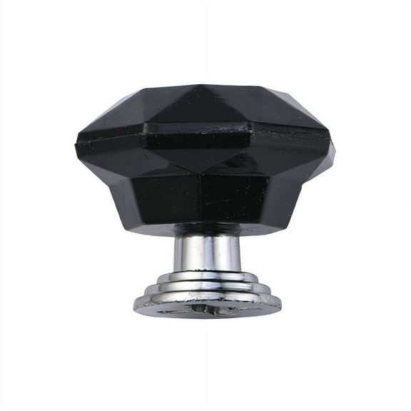 30mm Crystal Clear acrylic Cabinet Drawer Pulls, Diamond Shape Cupboard Knobs with Screws for Kitchen, Dresser, Cupboard, Bathroom, Wardrobe-Black