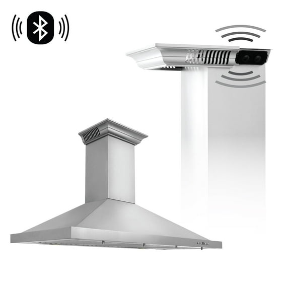 ZLINE 42 in. Wall Mount Range Hood in Stainless Steel with Crown Molding (KBCRN-42)