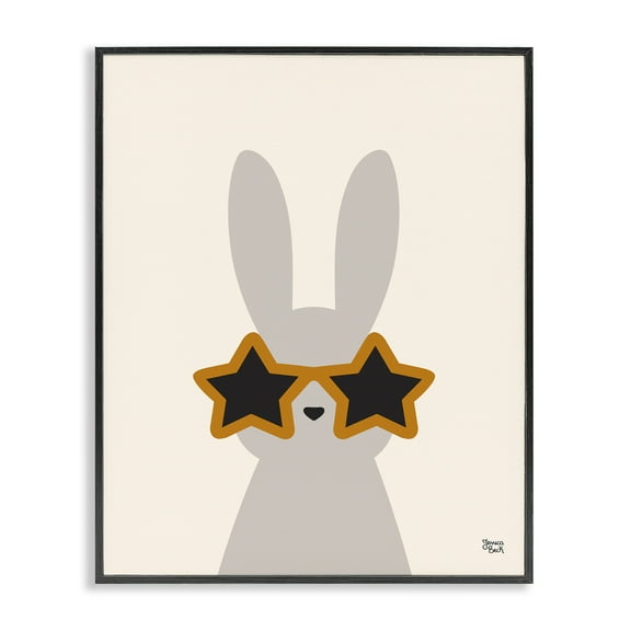 Stupell Industries Bunny & Star Sunglasses Animals Painting Black Framed Art Print Wall Art, 11 x 14