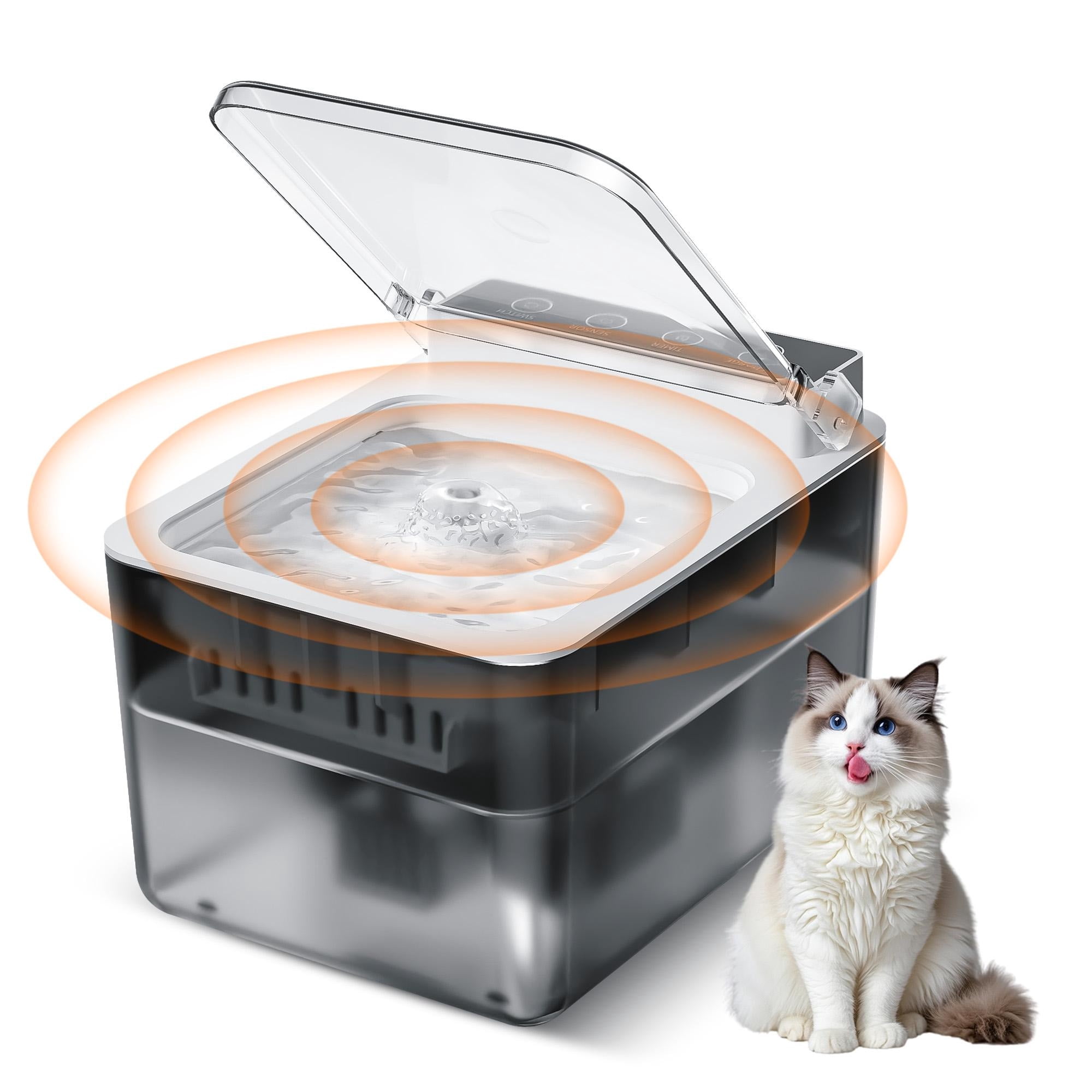 Wireless Rechargeable Battery Operated Cat Water Fountain 304 Stainless Steel105oz/3L Larger Sensor Auto Pet FountainQuiet PumpBPA-FreeRadar Induction
