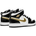 thumbnail image 3 of Jordan 1 Mid SE Preschool Sneaker Black / Metallic Gold-White BQ6932-007, Size 13.5-US, 3 of 4