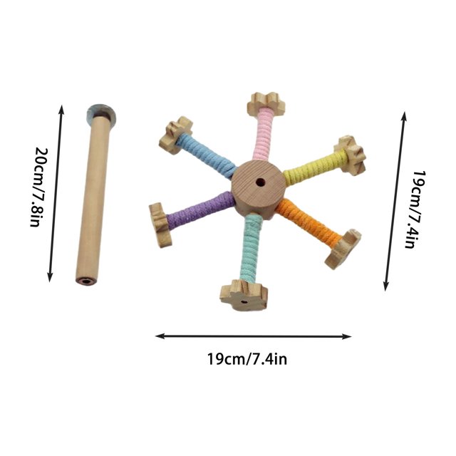 Bird Stand Toy Interactive Rotating Toy Wooden Exercise Wheel Parrot Toys Toys For Bird Cage Accessories For Small And Medium Parrots To Expend Energy