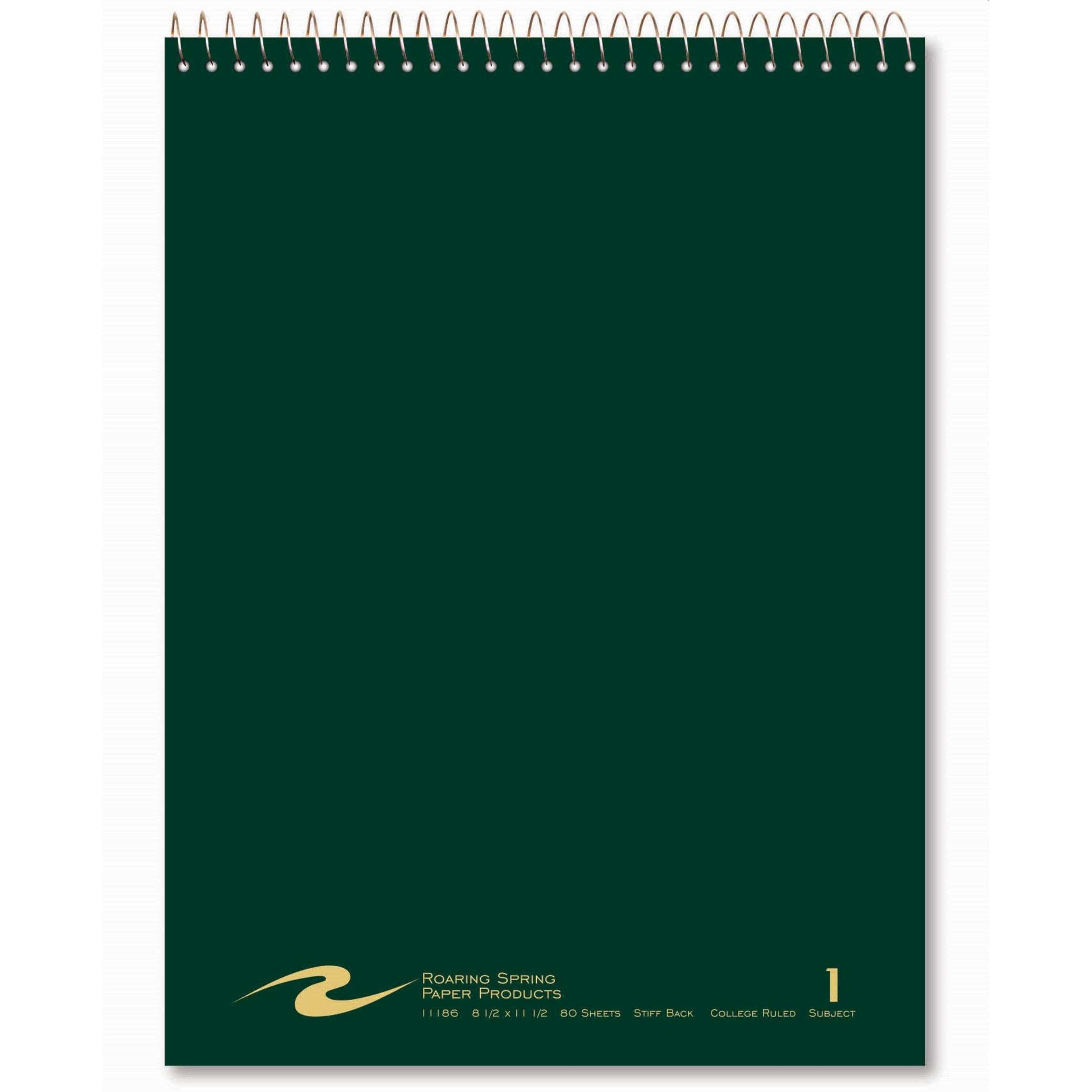 Roaring Spring Flipper College Ruled One Subject Topbound Spiral Notebook, 3 Hole Punched, 1 Case (24 Total), 11.5" x 8.5" 80 Sheets, Assorted Saranac Colors