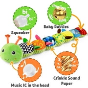 BTEPSGA Baby Toys Musical Caterpillar,Infant Toys Stuffed Animal Toys with Ruler Design and Ring Bell,Baby Teething Toys for Tummy Time Green