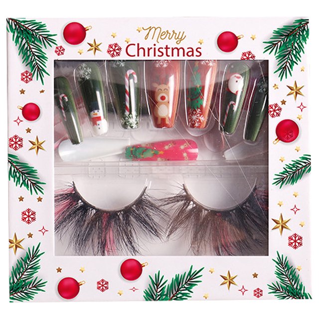 Juego de piezas de mejora de uñas de pestañas postizas para escenario de fiesta de Año Nuevo de Navidad, regalo para mujeres