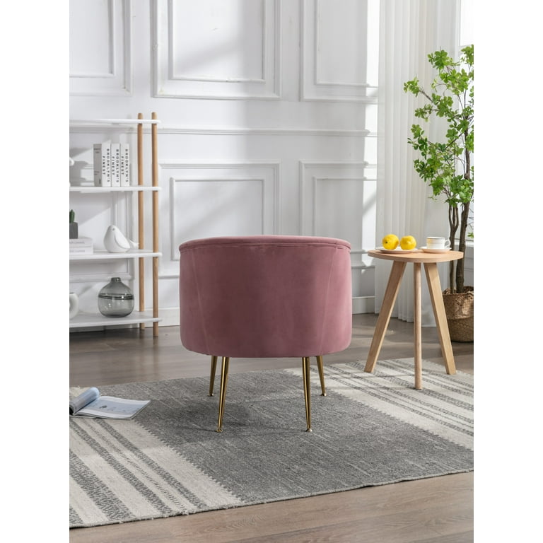 Bornmio Velvet Accent Armchair Tub Barrel Chair With Gold Metal