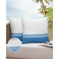 thumbnail image 6 of Pack of 2 Outdoor Pillow Covers, Modern Art Blue Stripes White Farmhouse Waterproof Square Throw Pillowcase Cushion Decorative Pillow Covers for Couch Patio Tent, 24x24 in, 6 of 6