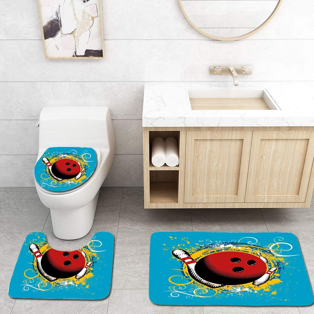 Dragon Ball Vegeta 4Pcs Bathroom Rug Shower Curtain Bath Mat Toilet Lid Cover