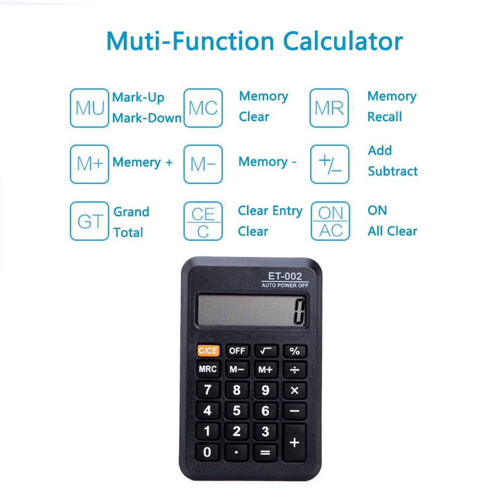 tooloflife Premium Mini Pocket Calculator with Leather Cover for Basics Budgeting Business Working Black