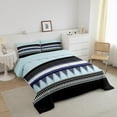 thumbnail image 2 of YST Geometric Comforter Set for Kids Twin Size Color Block Stripe Blue Purplr White Black White Stripes Lines Comforter Room Decorative Geometry Modern Art Bedding Set Duvet Set, 2 of 6