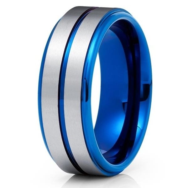 Silly Kings 8mm Blue Tungsten Ring Silver Tungsten Ring Blue Wedding Band Walmart Com Walmart Com
