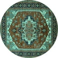 thumbnail image 1 of Ahgly Company Machine Washable Indoor Round Persian Turquoise Blue Traditional Area Rugs, 5' Round, 1 of 4