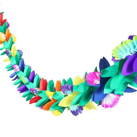 

Qisuw Hawaiian Tropical Paper Pull Flower Tissue Garland Flag for Banner Ornament