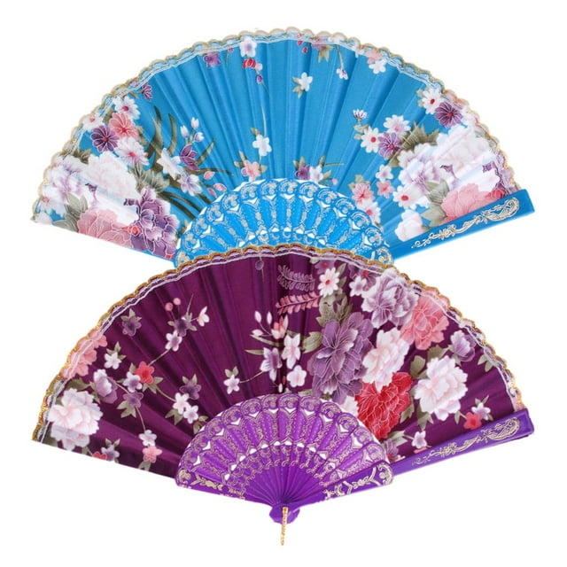 dulce estilo plegable ventilador lago azul y púrpura para el baile cosplay fiesta en casa