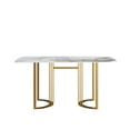 thumbnail image 3 of Modern Artificial Stone Pandora White Curved Golden Metal Leg Dining Table for 6 People, 3 of 10