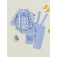 thumbnail image 2 of Suealasg Baby Boys Christmas Gentleman Suit Outfit Long Sleeve Plaid Print Romper Shirt with Bowtie +Suspender Pants 3 6 12 18 Months Infant Boys 2Pcs Fall Formal Wear Clothes, 2 of 7