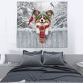 thumbnail image 3 of Playful Papillon Welcomes Winter Snowy Day with Cardinal Bird Tapestry Pap Butterfly Dog Lover Wall Hanging Backdrop Home Decor - 2017, 3 of 5