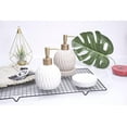 thumbnail image 2 of Ceramics Gold Soap Dispenser for Bathroom, Round Soap Dispenser with Delicate Embossed Rhombus Design (Black), 2 of 13