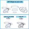 thumbnail image 4 of FRIXCHUR Modern Chandelier LED Crystal Chandelier 3 Rings Adjustable Stainless Steel Pendant Light Chandelier (Cool White), 4 of 11