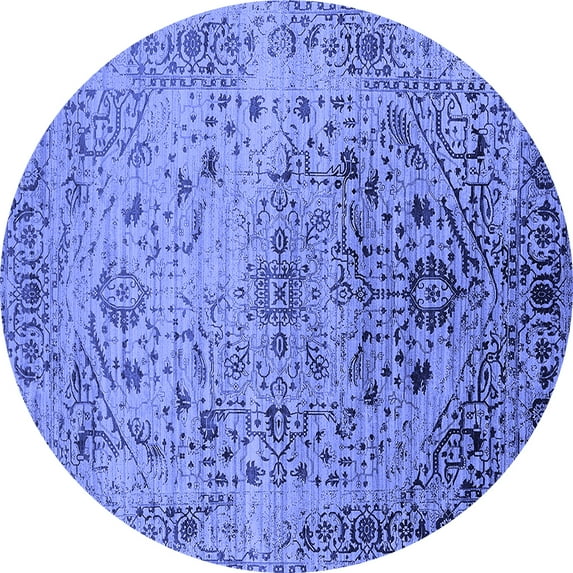 Ahgly Company Indoor Round Oriental Blue Industrial Area Rugs, 8' Round