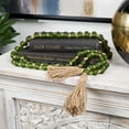thumbnail image 2 of DecMode Handmade Round Long Frosted Beaded Green Glass Garland with Tassel with Knotted Brown Jute, 2 of 11