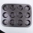 thumbnail image 1 of 1 juego de 2 moldes para muffins de silicona antiadherente para 24 muffins, cupcakes, brownies, pasteles, pudines, muffins, negro, 1 of 5