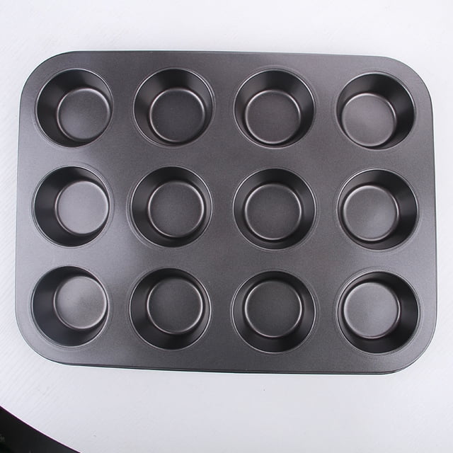 1 juego de 2 moldes para muffins de silicona antiadherente para 24 muffins, cupcakes, brownies, pasteles, pudines, muffins, negro