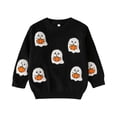 thumbnail image 3 of Kids Halloween Sweater Boys Girls Toddler Long Sleeve Cute Ghost Pattern Crewneck Pullover Sweaters 1-4 Years, 3 of 8