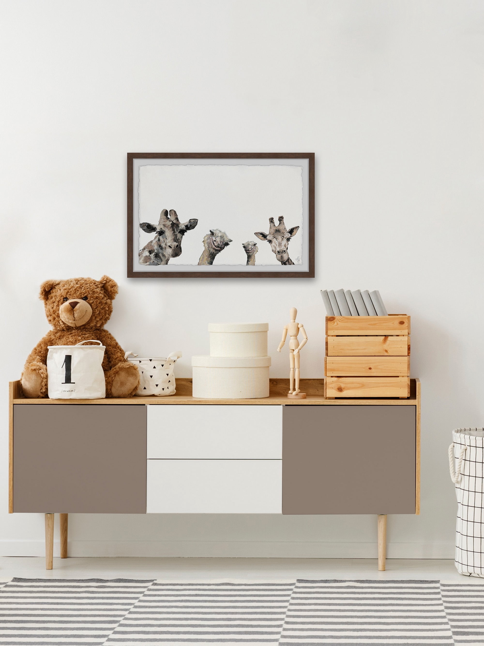 Marmont Hill Giraffes and Ostriches Framed Wall Art