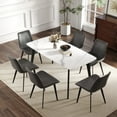 thumbnail image 2 of Dining Table Sets 62.99" Modern Artificial Stone White Curved Edge Black Metal Leg Dining Table-Can Accommodate 6 People(Dining Table Only),Modern Dining Tables, 2 of 13