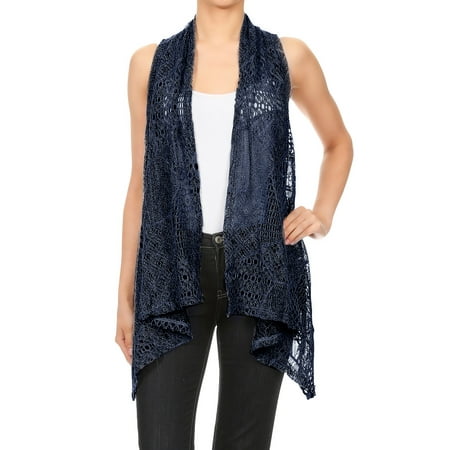 Womens Sleeveless Open Front Crochet Shawl Cardigan Bikini Cover Up