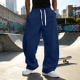 thumbnail image 4 of Baggy Sweatpants Men Wide Leg Sweatpants with Pockets Light Weight Gym Drawstring Straight Leg Pants for Men, M, 4 of 6