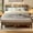 Gray, variant on Lofka Queen Size Bed Frame with Upholstered Wingback Headboard Beige Finish