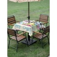 thumbnail image 3 of Easter Outdoor Tablecloth - 60x60 Inch Square Dining Table Cover, Spring Watercolor Bunny Eggs Flowers Black Plaid Waterproof Outdoor Table Cloth with Umbrella Hole & Zipper for Picnic/Patio/Party, 3 of 7