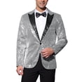 thumbnail image 1 of Chaqueta de traje con lentejuelas para hombre INSPIRE CHIC, abrigo deportivo brillante para fiestas, color plateado, talla S, 1 of 1