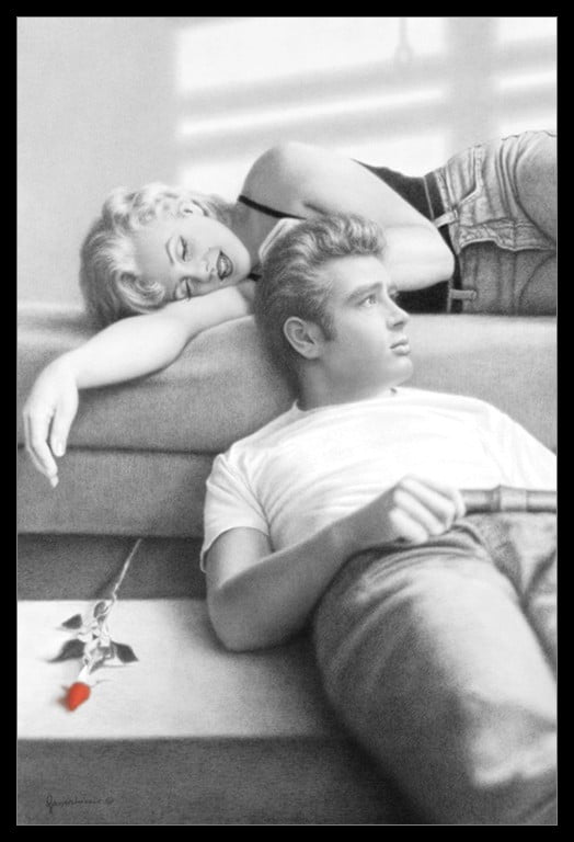 Marilyn Monroe and James Dean Flute Song by Paul Gassenheimer 36x24 Poster
